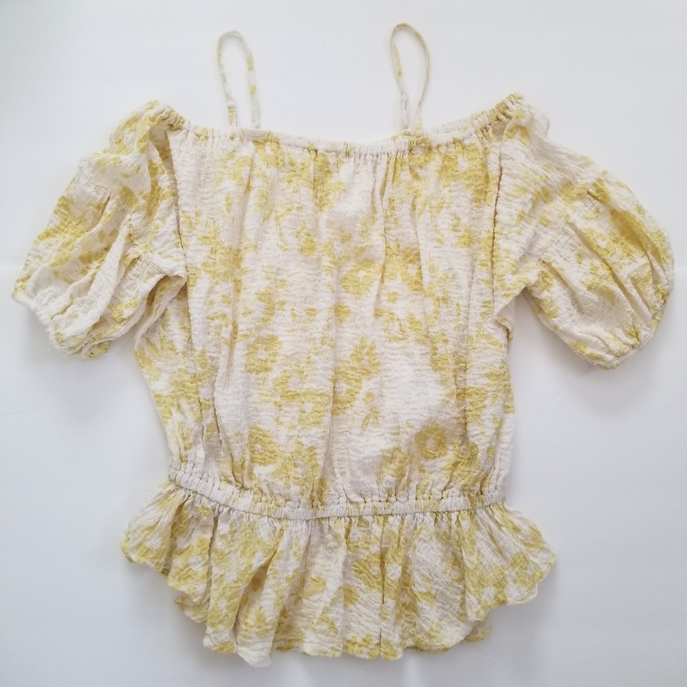 Free People Crinkle Cold Shoulder Blouse M - Picture 1 of 5